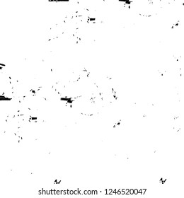 Grunge overlay layer. Abstract black and white vector background. Monochrome vintage surface with dirty pattern in cracks, spots, dots. Old painted wall in dark horror style design