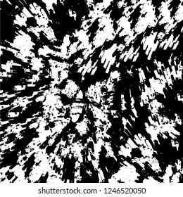 Grunge overlay layer. Abstract black and white vector background. Monochrome vintage surface with dirty pattern in cracks, spots, dots. Old painted wall in dark horror style design