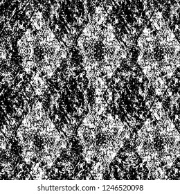 Grunge overlay layer. Abstract black and white vector background. Monochrome vintage surface with dirty pattern in cracks, spots, dots. Old painted wall in dark horror style design