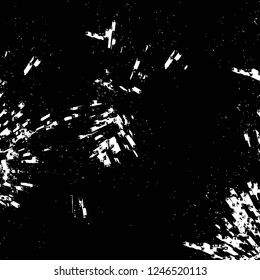 Grunge overlay layer. Abstract black and white vector background. Monochrome vintage surface with dirty pattern in cracks, spots, dots. Old painted wall in dark horror style design