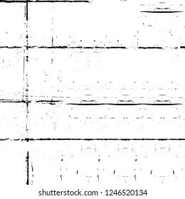 Grunge overlay layer. Abstract black and white vector background. Monochrome vintage surface with dirty pattern in cracks, spots, dots. Old painted wall in dark horror style design