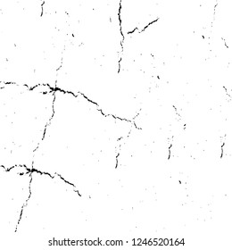 Grunge overlay layer. Abstract black and white vector background. Monochrome vintage surface with dirty pattern in cracks, spots, dots. Old painted wall in dark horror style design