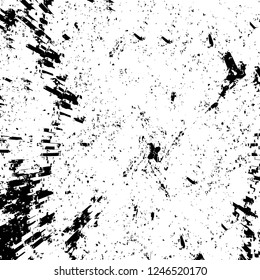 Grunge overlay layer. Abstract black and white vector background. Monochrome vintage surface with dirty pattern in cracks, spots, dots. Old painted wall in dark horror style design