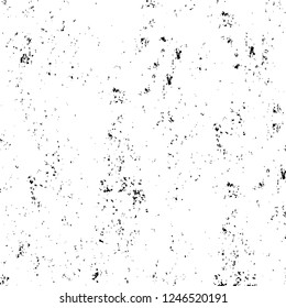 Grunge overlay layer. Abstract black and white vector background. Monochrome vintage surface with dirty pattern in cracks, spots, dots. Old painted wall in dark horror style design