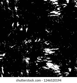 Grunge overlay layer. Abstract black and white vector background. Monochrome vintage surface with dirty pattern in cracks, spots, dots. Old painted wall in dark horror style design