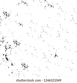 Grunge overlay layer. Abstract black and white vector background. Monochrome vintage surface with dirty pattern in cracks, spots, dots. Old painted wall in dark horror style design