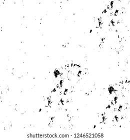 Grunge overlay layer. Abstract black and white vector background. Monochrome vintage surface with dirty pattern in cracks, spots, dots. Old painted wall in dark horror style design
