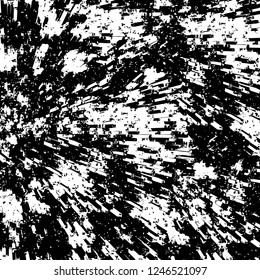 Grunge overlay layer. Abstract black and white vector background. Monochrome vintage surface with dirty pattern in cracks, spots, dots. Old painted wall in dark horror style design