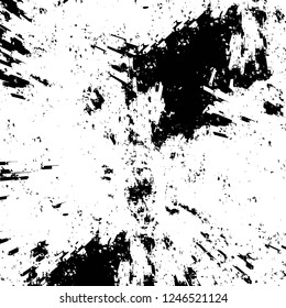 Grunge overlay layer. Abstract black and white vector background. Monochrome vintage surface with dirty pattern in cracks, spots, dots. Old painted wall in dark horror style design