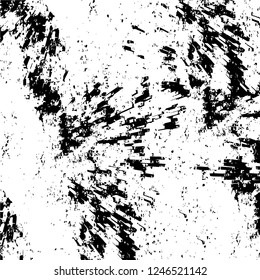 Grunge overlay layer. Abstract black and white vector background. Monochrome vintage surface with dirty pattern in cracks, spots, dots. Old painted wall in dark horror style design