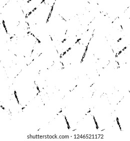 Grunge overlay layer. Abstract black and white vector background. Monochrome vintage surface with dirty pattern in cracks, spots, dots. Old painted wall in dark horror style design