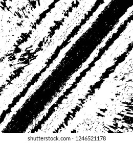 Grunge overlay layer. Abstract black and white vector background. Monochrome vintage surface with dirty pattern in cracks, spots, dots. Old painted wall in dark horror style design