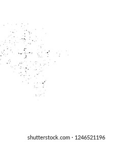 Grunge overlay layer. Abstract black and white vector background. Monochrome vintage surface with dirty pattern in cracks, spots, dots. Old painted wall in dark horror style design