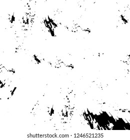 Grunge overlay layer. Abstract black and white vector background. Monochrome vintage surface with dirty pattern in cracks, spots, dots. Old painted wall in dark horror style design