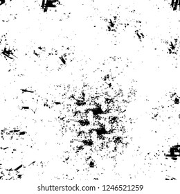 Grunge overlay layer. Abstract black and white vector background. Monochrome vintage surface with dirty pattern in cracks, spots, dots. Old painted wall in dark horror style design