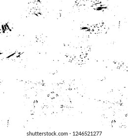 Grunge overlay layer. Abstract black and white vector background. Monochrome vintage surface with dirty pattern in cracks, spots, dots. Old painted wall in dark horror style design