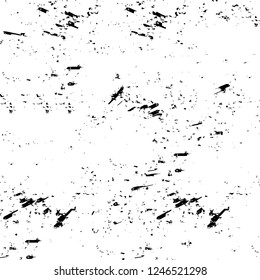 Grunge overlay layer. Abstract black and white vector background. Monochrome vintage surface with dirty pattern in cracks, spots, dots. Old painted wall in dark horror style design