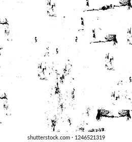 Grunge overlay layer. Abstract black and white vector background. Monochrome vintage surface with dirty pattern in cracks, spots, dots. Old painted wall in dark horror style design