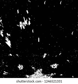 Grunge overlay layer. Abstract black and white vector background. Monochrome vintage surface with dirty pattern in cracks, spots, dots. Old painted wall in dark horror style design