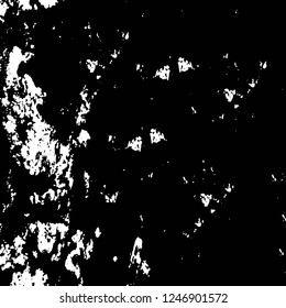 Grunge overlay layer. Abstract black and white vector background. Monochrome vintage surface with dirty pattern in cracks, spots, dots. Old painted wall in dark horror style design