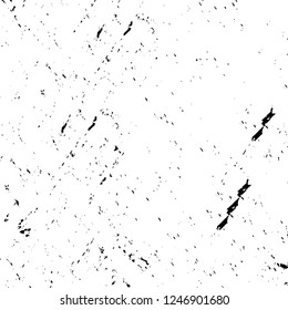 Grunge overlay layer. Abstract black and white vector background. Monochrome vintage surface with dirty pattern in cracks, spots, dots. Old painted wall in dark horror style design