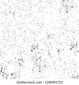 Grunge overlay layer. Abstract black and white vector background. Monochrome vintage surface with dirty pattern in cracks, spots, dots. Old painted wall in dark horror style design