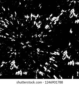 Grunge overlay layer. Abstract black and white vector background. Monochrome vintage surface with dirty pattern in cracks, spots, dots. Old painted wall in dark horror style design