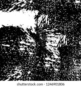 Grunge overlay layer. Abstract black and white vector background. Monochrome vintage surface with dirty pattern in cracks, spots, dots. Old painted wall in dark horror style design