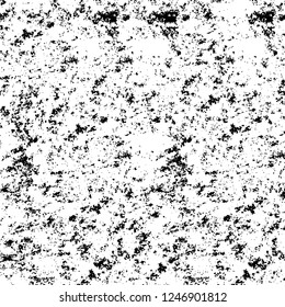 Grunge overlay layer. Abstract black and white vector background. Monochrome vintage surface with dirty pattern in cracks, spots, dots. Old painted wall in dark horror style design