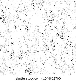 Grunge overlay layer. Abstract black and white vector background. Monochrome vintage surface with dirty pattern in cracks, spots, dots. Old painted wall in dark horror style design