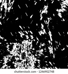 Grunge overlay layer. Abstract black and white vector background. Monochrome vintage surface with dirty pattern in cracks, spots, dots. Old painted wall in dark horror style design