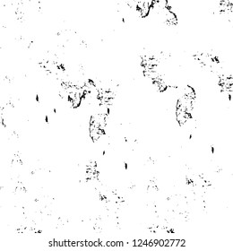 Grunge overlay layer. Abstract black and white vector background. Monochrome vintage surface with dirty pattern in cracks, spots, dots. Old painted wall in dark horror style design