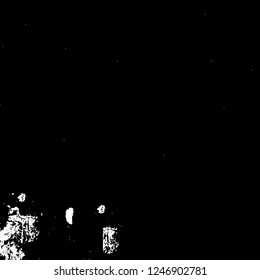 Grunge overlay layer. Abstract black and white vector background. Monochrome vintage surface with dirty pattern in cracks, spots, dots. Old painted wall in dark horror style design