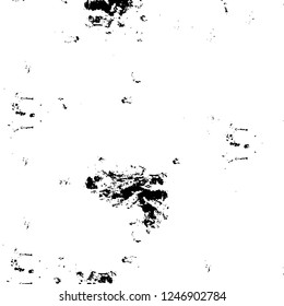 Grunge overlay layer. Abstract black and white vector background. Monochrome vintage surface with dirty pattern in cracks, spots, dots. Old painted wall in dark horror style design