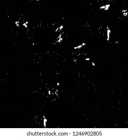 Grunge overlay layer. Abstract black and white vector background. Monochrome vintage surface with dirty pattern in cracks, spots, dots. Old painted wall in dark horror style design