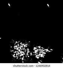 Grunge overlay layer. Abstract black and white vector background. Monochrome vintage surface with dirty pattern in cracks, spots, dots. Old painted wall in dark horror style design