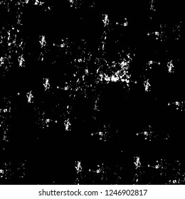 Grunge overlay layer. Abstract black and white vector background. Monochrome vintage surface with dirty pattern in cracks, spots, dots. Old painted wall in dark horror style design
