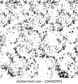 Grunge overlay layer. Abstract black and white vector background. Monochrome vintage surface with dirty pattern in cracks, spots, dots. Old painted wall in dark horror style design