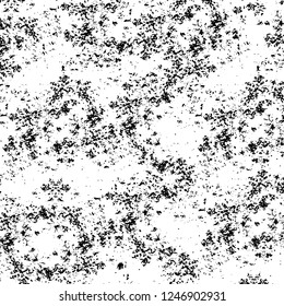 Grunge overlay layer. Abstract black and white vector background. Monochrome vintage surface with dirty pattern in cracks, spots, dots. Old painted wall in dark horror style design
