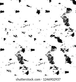 Grunge overlay layer. Abstract black and white vector background. Monochrome vintage surface with dirty pattern in cracks, spots, dots. Old painted wall in dark horror style design