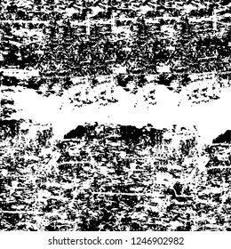 Grunge overlay layer. Abstract black and white vector background. Monochrome vintage surface with dirty pattern in cracks, spots, dots. Old painted wall in dark horror style design