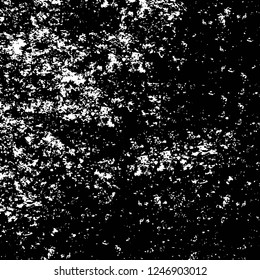 Grunge overlay layer. Abstract black and white vector background. Monochrome vintage surface with dirty pattern in cracks, spots, dots. Old painted wall in dark horror style design