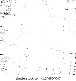 Grunge overlay layer. Abstract black and white vector background. Monochrome vintage surface with dirty pattern in cracks, spots, dots. Old painted wall in dark horror style design