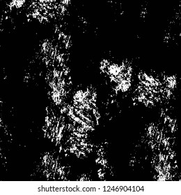 Grunge overlay layer. Abstract black and white vector background. Monochrome vintage surface with dirty pattern in cracks, spots, dots. Old painted wall in dark horror style design