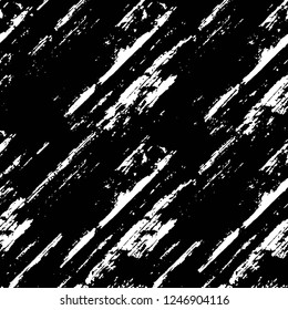 Grunge overlay layer. Abstract black and white vector background. Monochrome vintage surface with dirty pattern in cracks, spots, dots. Old painted wall in dark horror style design