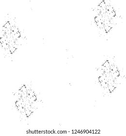 Grunge overlay layer. Abstract black and white vector background. Monochrome vintage surface with dirty pattern in cracks, spots, dots. Old painted wall in dark horror style design