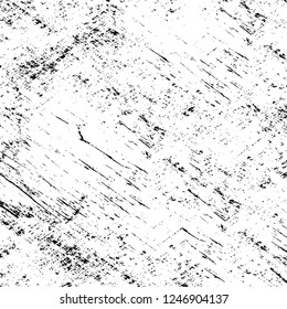 Grunge overlay layer. Abstract black and white vector background. Monochrome vintage surface with dirty pattern in cracks, spots, dots. Old painted wall in dark horror style design