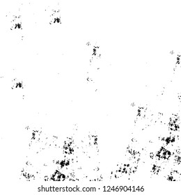 Grunge overlay layer. Abstract black and white vector background. Monochrome vintage surface with dirty pattern in cracks, spots, dots. Old painted wall in dark horror style design