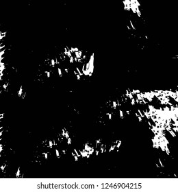 Grunge overlay layer. Abstract black and white vector background. Monochrome vintage surface with dirty pattern in cracks, spots, dots. Old painted wall in dark horror style design
