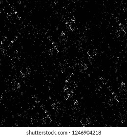 Grunge overlay layer. Abstract black and white vector background. Monochrome vintage surface with dirty pattern in cracks, spots, dots. Old painted wall in dark horror style design